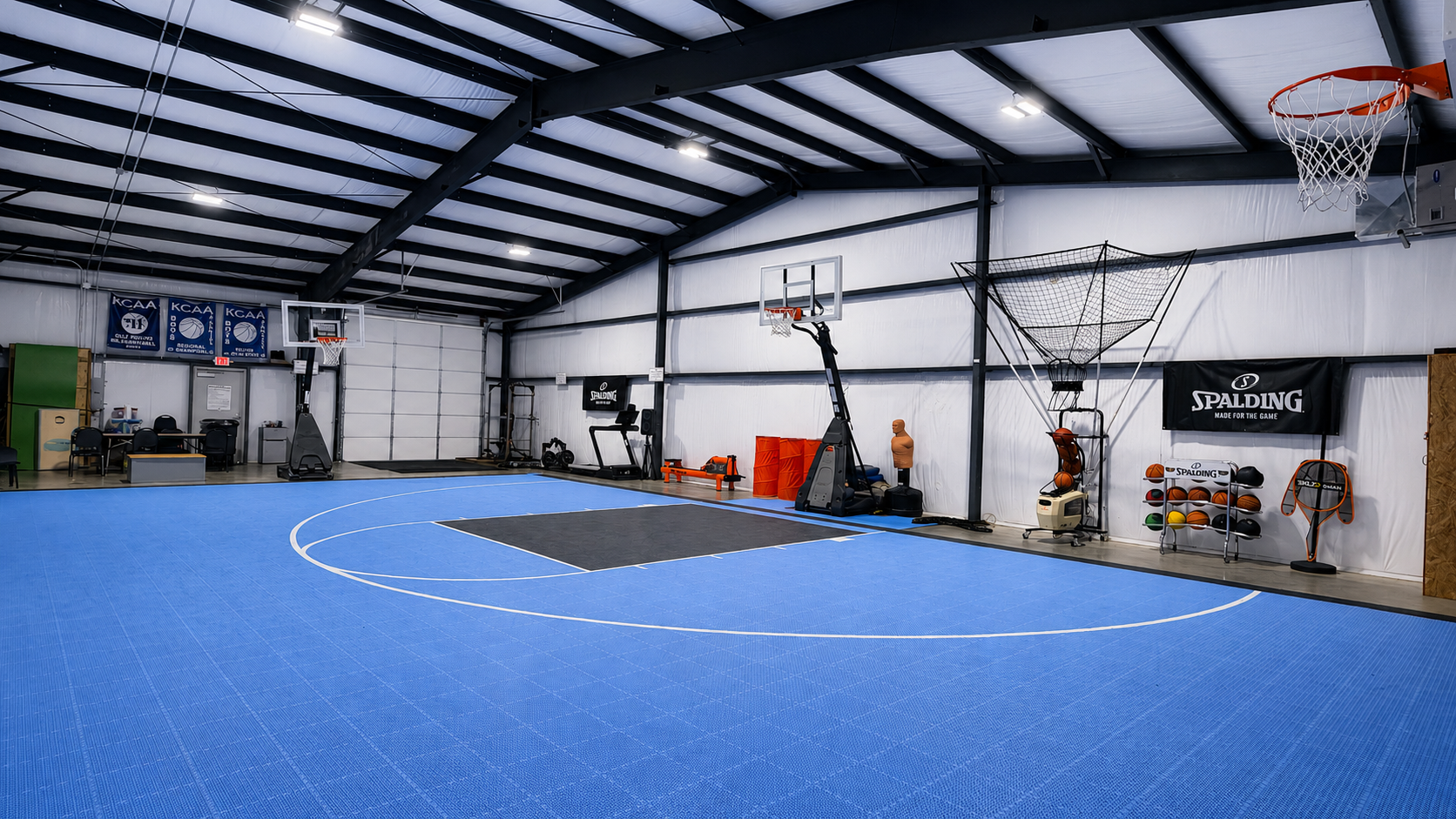 Basketball court with training tools